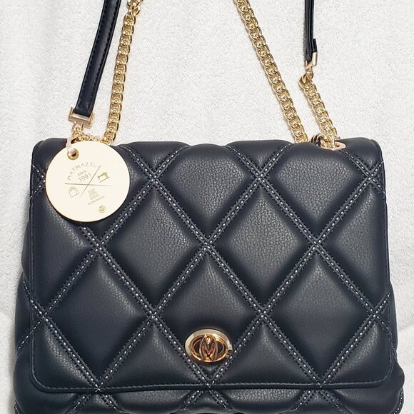 MATMAZEL "Amanda" Shoulder Bag- "M" Turnkey Lock- Medium- Black - Picture 4 of 14